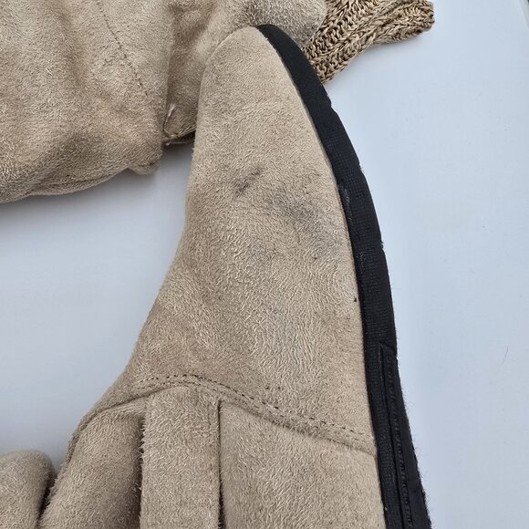 Tan Faux Suede Slouch Knee High Boots With Knit Cuffs Buckle Strap Detail Casual - Picture 7 of 9